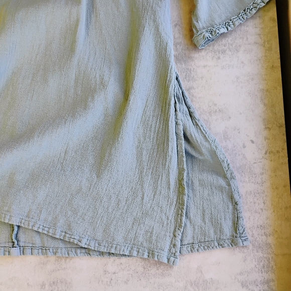 Oh My Gauze Cotton Top Womens Size 2 Large Sage Green Lagenlook Relaxed Casual - Picture 9 of 12